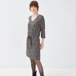 Vib's Robe Droite Ceinturée Noir Femme -Robe Boutique robe droite ceinturee noir femme fp 36125272811173285