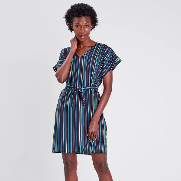 Vib's Robe Droite Ceinturée Noir Femme 4 Vib's Robe Droite Ceinturée Noir Femme – Image 2