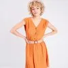 Vib's Robe Droite Ceinturée Orange Femme