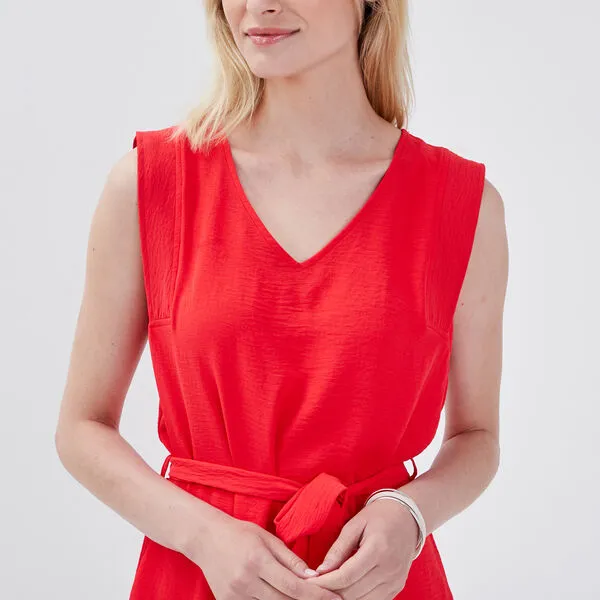 Vib's Robe Droite Ceinturée Rouge Femme 6 Vib's Robe Droite Ceinturée Rouge Femme – Image 4