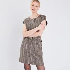 Vib's Robe Droite Ceinturée Sable Femme