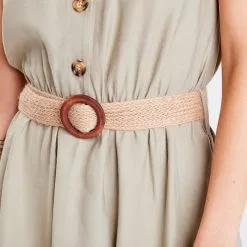 Vib's Robe Droite Ceinturée Vert Clair Femme -Robe Boutique robe droite ceinturee vert clair femme d1 36125313240054494