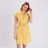 Vib's Robe Droite Ceinturée Zippée Jaune Moutarde Femme -Robe Boutique robe droite ceinturee zippee jaune moutarde femme dc 36125153700523283