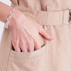 Vib's Robe Droite Ceinturée Zippée Sable Femme -Robe Boutique robe droite ceinturee zippee sable femme d2 36125153700523074