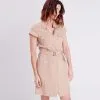 Vib's Robe Droite Ceinturée Zippée Sable Femme -Robe Boutique robe droite ceinturee zippee sable femme dc 36125153700523074