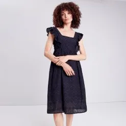 Vib's Robe Droite Décolletée Noir Femme