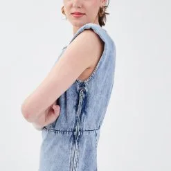 Vib's Robe Droite En Jean Denim Double Stone Femme -Robe Boutique robe droite en jean denim double stone femme d1 36125373240270238