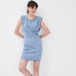 Vib's Robe Droite En Jean Denim Double Stone Femme