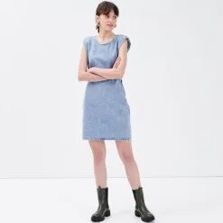 Vib's Robe Droite En Jean Denim Double Stone Femme -Robe Boutique robe droite en jean denim double stone femme si 36125373240270238