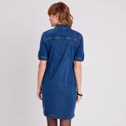 Vib's Robe Droite En Jean Denim Stone Femme -Robe Boutique robe droite en jean denim stone femme b 36125133700820313