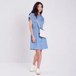 Vib's Robe Droite En Jean Denim Stone Femme -Robe Boutique robe droite en jean denim stone femme si 36125153720370313