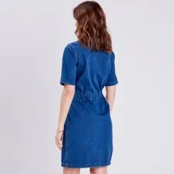 Vib's Robe Droite En Jean Réversible Denim Double Stone Femme -Robe Boutique robe droite en jean reversible denim double stone femme b 36125153700584203