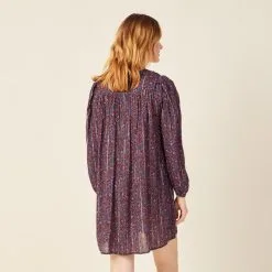 Vib's Robe Droite Fluide Col En V Bleu Femme -Robe Boutique robe droite fluide col en v bleu femme b 36125212810943801