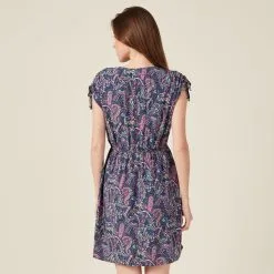 Vib's Robe Droite Fluide Col En V Bleu Femme -Robe Boutique robe droite fluide col en v bleu femme b 36125272811004113