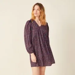 Vib's Robe Droite Fluide Col En V Bleu Femme