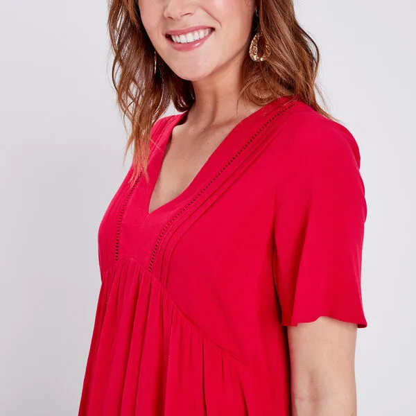 Vib's Robe Droite Fluide Rose Framboise Femme 6 Vib's Robe Droite Fluide Rose Framboise Femme – Image 4