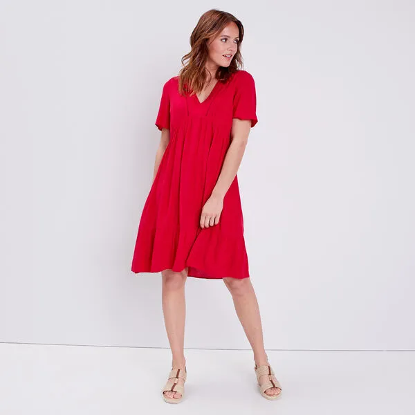 Vib's Robe Droite Fluide Rose Framboise Femme 8 Vib's Robe Droite Fluide Rose Framboise Femme – Image 6