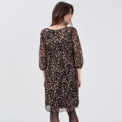 Vib's Robe Droite Manches 3/4 Beige Femme -Robe Boutique robe droite manches 34 beige femme b 36125123701003536