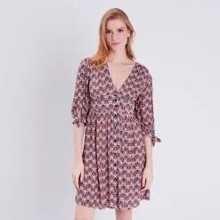 Vib's Robe Droite Manches 3/4 Multicolore Femme -Robe Boutique robe droite manches 34 multicolore femme fp 36125282830433623