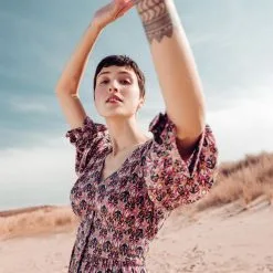 Vib's Robe Droite Manches 3/4 Multicolore Femme -Robe Boutique robe droite manches 34 multicolore femme si 36125282830433623