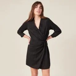 Vib's Robe Droite Manches 3/4 Noir Femme
