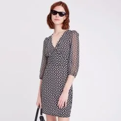 Vib's Robe Droite Manches 3/4 Noir Femme