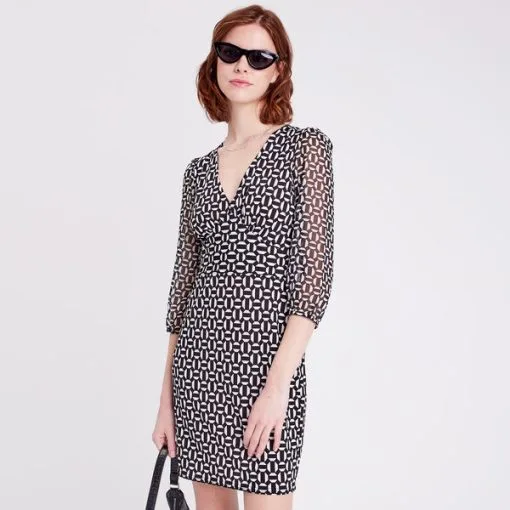 Vib's Robe Droite Manches 3/4 Noir Femme -Robe Boutique robe droite manches 34 noir femme dc 36125313440011001