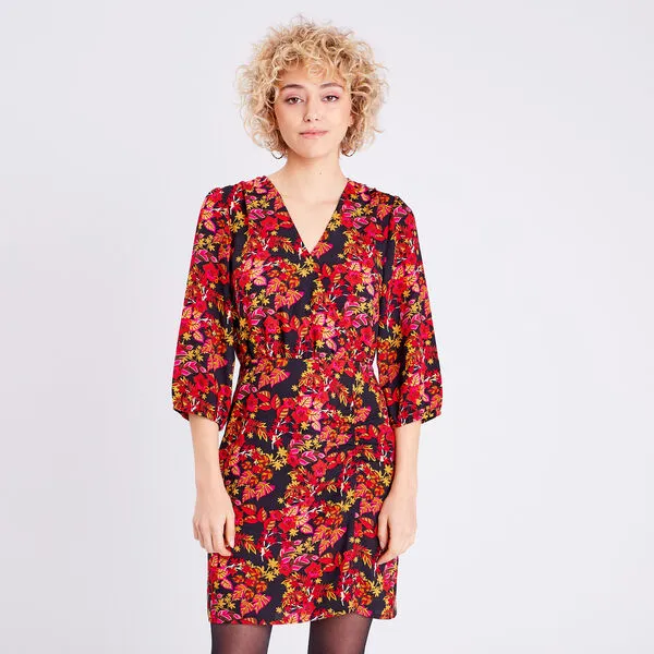 Vib's Robe Droite Manches 3/4 Noir Femme 4 Vib's Robe Droite Manches 3/4 Noir Femme – Image 2