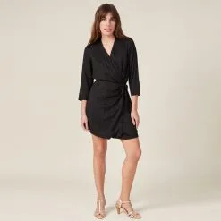 Vib's Robe Droite Manches 3/4 Noir Femme -Robe Boutique robe droite manches 34 noir femme si 36125212810850866