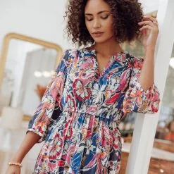 Vib's Robe Droite Manches 3/4 Orange Foncé Femme -Robe Boutique robe droite manches 34 orange fonc femme d2 36125153700574133