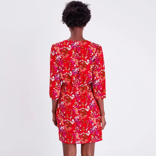 Vib's Robe Droite Manches 3/4 Rouge Femme 5 Vib's Robe Droite Manches 3/4 Rouge Femme – Image 3