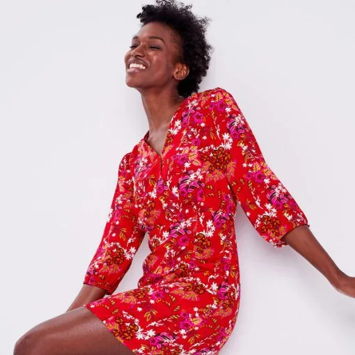 Vib's Robe Droite Manches 3/4 Rouge Femme -Robe Boutique robe droite manches 34 rouge femme dc 36125313270225304