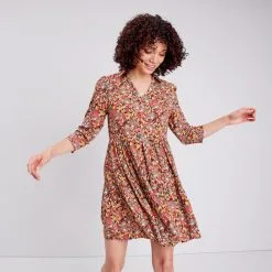 Vib's Robe Droite Manches 3/4 Vieux Rose Femme