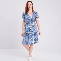 Vib's Robe Droite Manches Courtes Bleu Femme -Robe Boutique robe droite manches courtes bleu femme si 36125153700694273