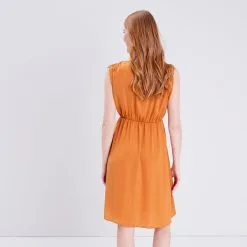 Vib's Robe Droite Manches Courtes Marron Femme -Robe Boutique robe droite manches courtes marron femme b 36125282810693406