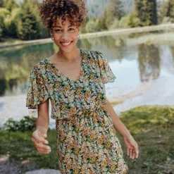 Vib's Robe Droite Manches Courtes Noir Femme