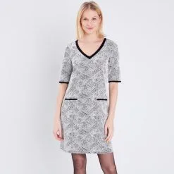 Vib's Robe Droite Manches Courtes Noir Femme -Robe Boutique robe droite manches courtes noir femme fp 36125153510474122