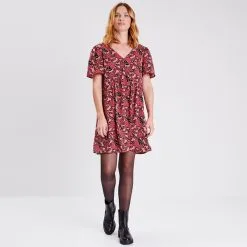 Vib's Robe Droite Manches Courtes Rose Poudrée Femme -Robe Boutique robe droite manches courtes rose poudre femme si 36125292830333788