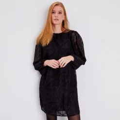 Vib's Robe Droite Manches Longues Noir Femme