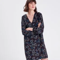 Vib's Robe Droite Manches Longues Noir Femme