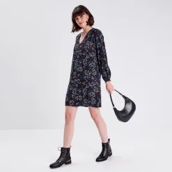 Vib's Robe Droite Manches Longues Noir Femme -Robe Boutique robe droite manches longues noir femme si 36125393270154875