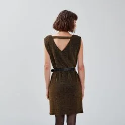 Vib's Robe Droite Sans Manches Couleur Or Femme -Robe Boutique robe droite sans manches couleur or femme b 36125123510693430