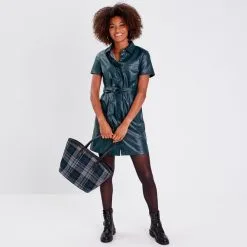 Vib's Robe Droite Simili Cuir Vert Foncé Femme -Robe Boutique robe droite simili cuir vert fonc femme si 36125393250540552