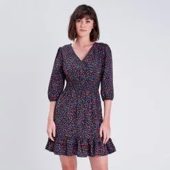 Vib's Robe Droite Smockée Noir Femme -Robe Boutique robe droite smockee noir femme fp 36125383320264820