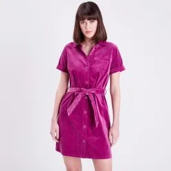 Vib's Robe Droite Velours Violet Foncé Femme -Robe Boutique robe droite velours violet fonce femme fp 36125393250552541