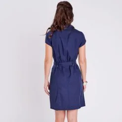 Vib's Robe Droite Zippée En Jean Bleu Marine Femme -Robe Boutique robe droite zippee en jean bleu marine femme b 36125183701200367