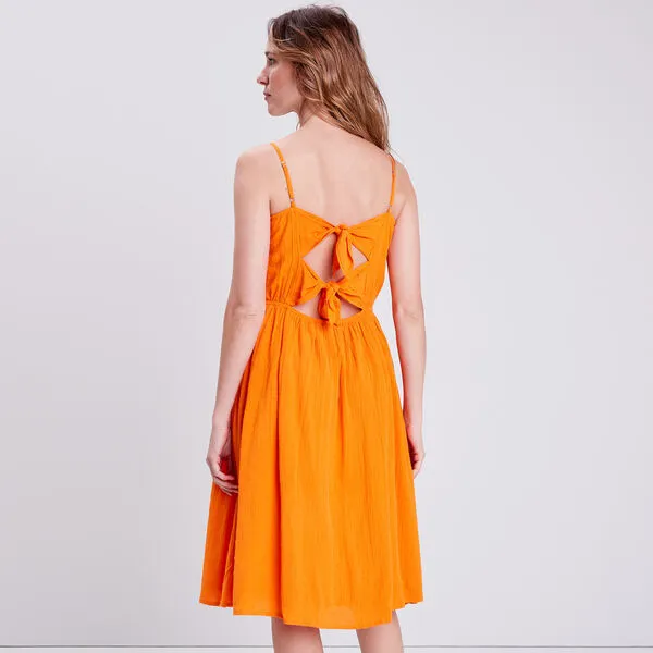 Vib's Robe évasée à Bretelles Orange Femme 5 Vib's Robe évasée à Bretelles Orange Femme – Image 3