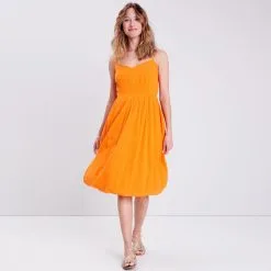 Vib's Robe évasée à Bretelles Orange Femme 12 Vib's Robe évasée à Bretelles Orange Femme -Robe Boutique robe evasee a bretelles orange femme si 36125292810631016