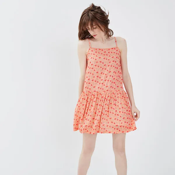 Vib's Robe évasée à Bretelles Rose Corail Femme 3 Vib's Robe évasée à Bretelles Rose Corail Femme