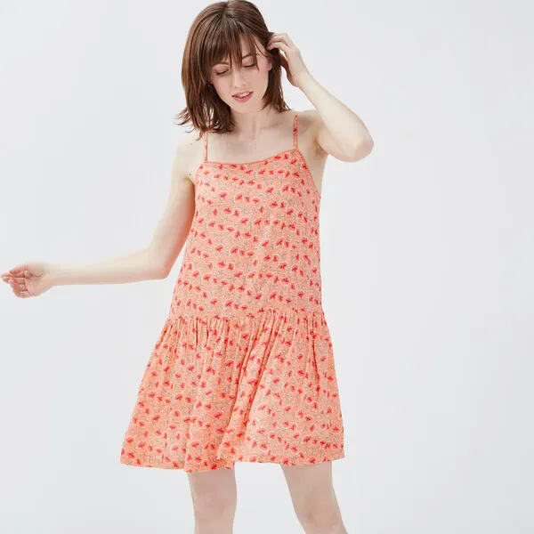 Vib's Robe évasée à Bretelles Rose Corail Femme 4 Vib's Robe évasée à Bretelles Rose Corail Femme – Image 2